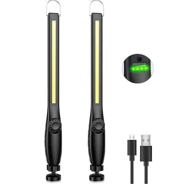 LED Work Light, Rechargeable COB Workshop Lamp, Inspection Lamp with Magnetic Work Light (2 Pieces)