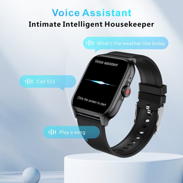 Smartwatch med pulsmåler, blodtryksmåler, iltmåler i blodet og skridttæller Sort