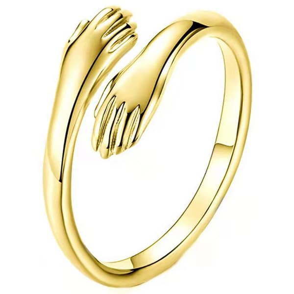 925 Sterling Sølv Smykker Kærlighed Kram Ring Retro Mode Tide FL Sølv One Size -