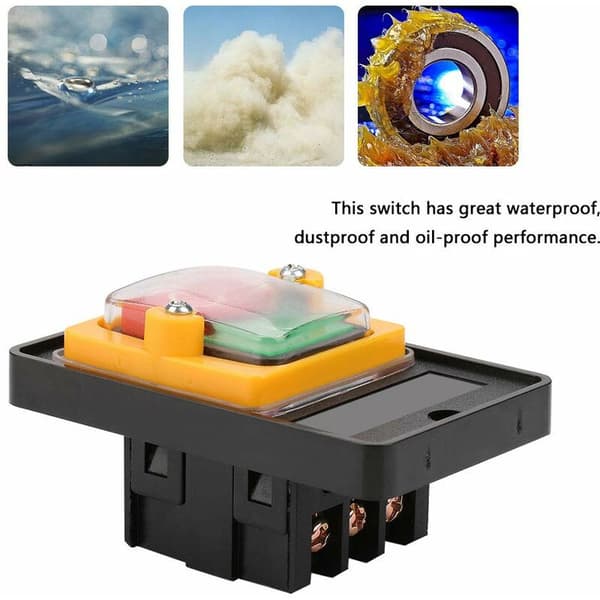 Push Button Switch Machine Switch Button, AC 220V/380V 10A, Including On/Off Button Waterproof and Dustproof