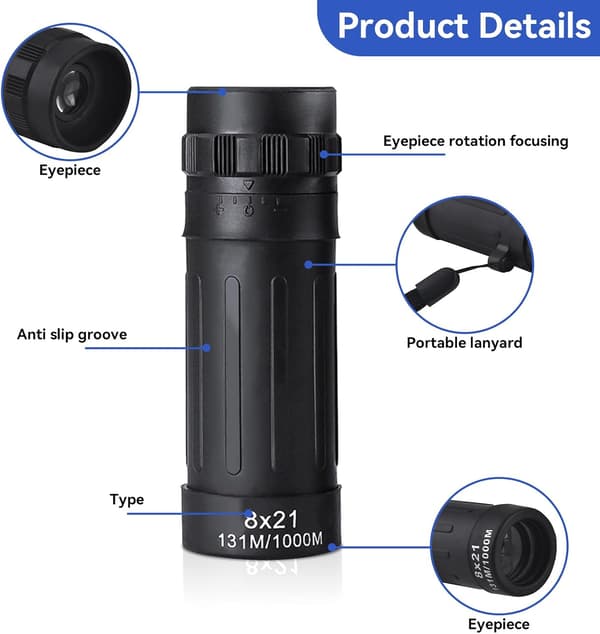 8x21 Mini Monocular Telescope, Monocular Telescope, Monocular, Mini Monocular Single Binoculars for Kids