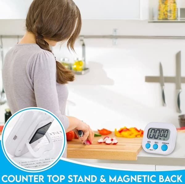 Magnetisk kjøkkentimer - Digital visuell timer - Lyssterk skjerm - Nedtelling og stoppeklokke - Multifunksjonstimer