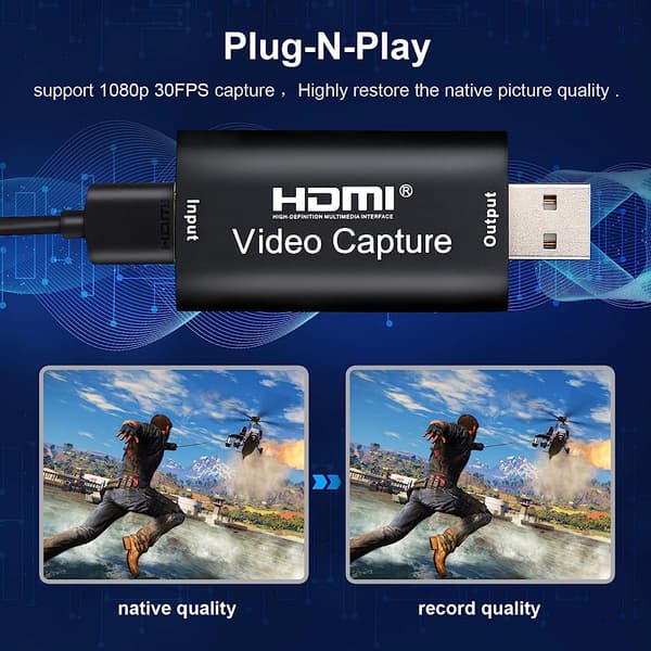 HDMI Audio Video Capture Card 4K HDMI til USB 2.0 Video Audio Converter 1080p HD-adapter for Videospill