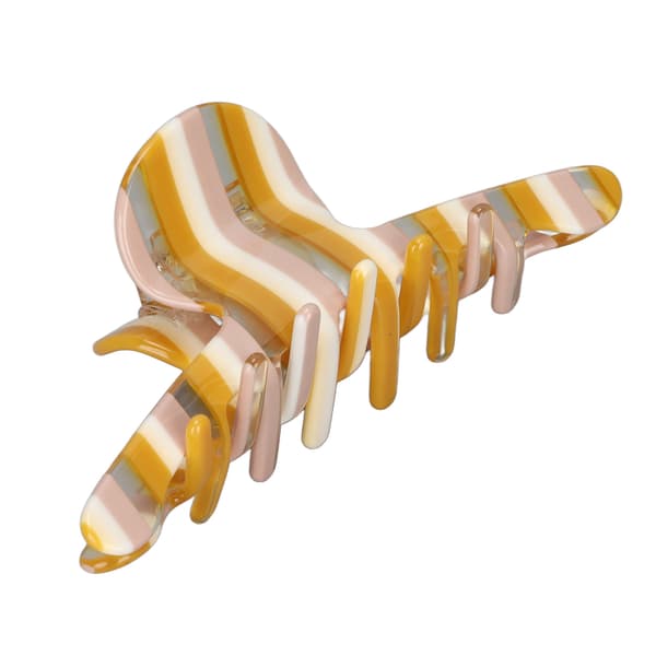 Hårklemmer for kvinner Retro hule kloklemmer Medium Elegant Søt Mote Kloklemme for ansiktsvask Morgen Skjønnhet Gule striper