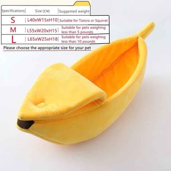 Banana Shaped Pet Bed - Creative Dog & Cat Cave - Warm & Soft Plush Puppy Mat