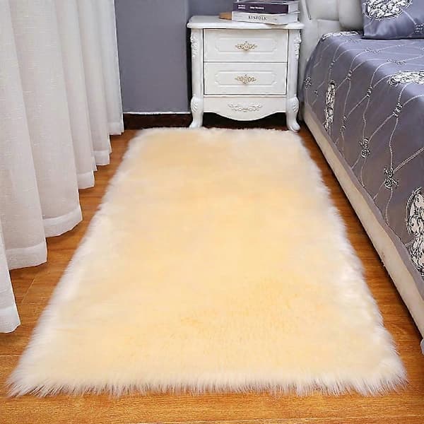 Superblød Tæppe, Fluffy Tæppe, Sengegulvtæppe til Soveværelse, 40*60cm, Beige