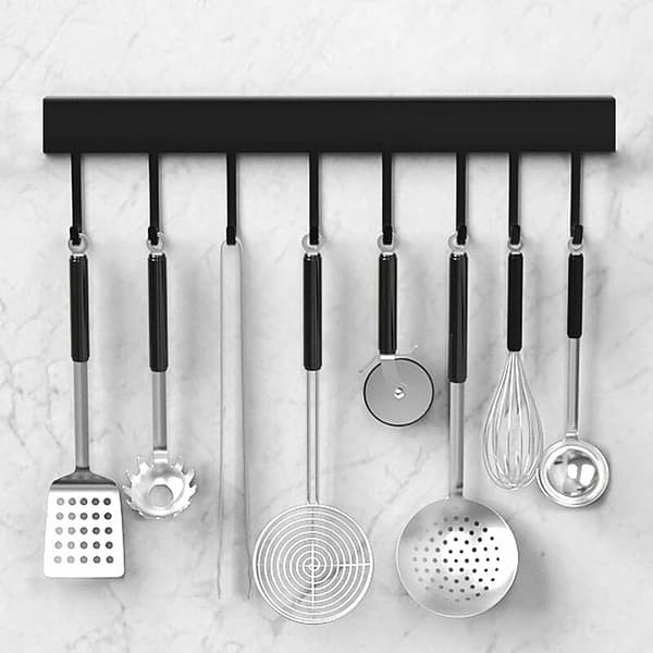 Kitchen rail, wall-mounted kitchen shelf for hanging kitchen utensils, 40 cm rail with 8 hooks