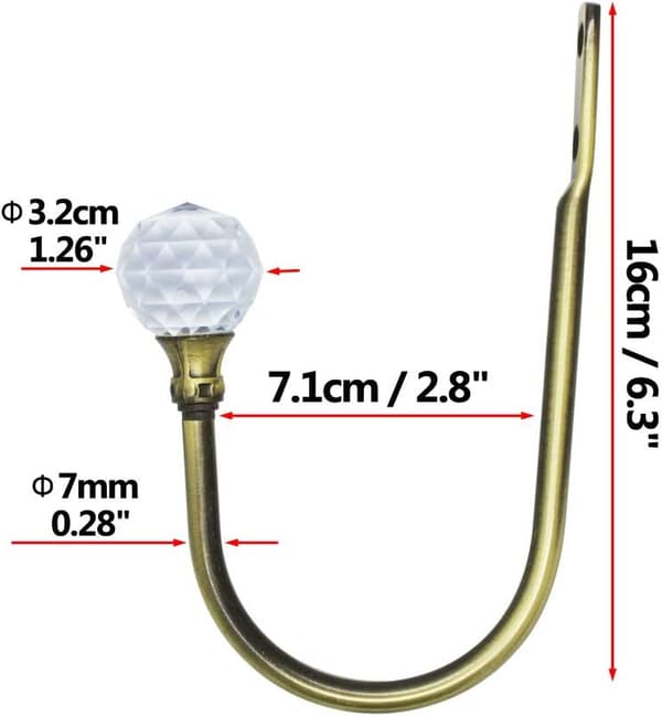 Gardinklämmor i metall U-formade väggkrokar Gardinklämmor, Metallgardinklämmor - 2-pack brons