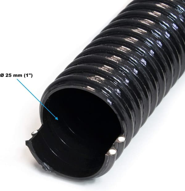 Flexibel 5 m förstärkt vakuumslang 25 mm (1 tum)