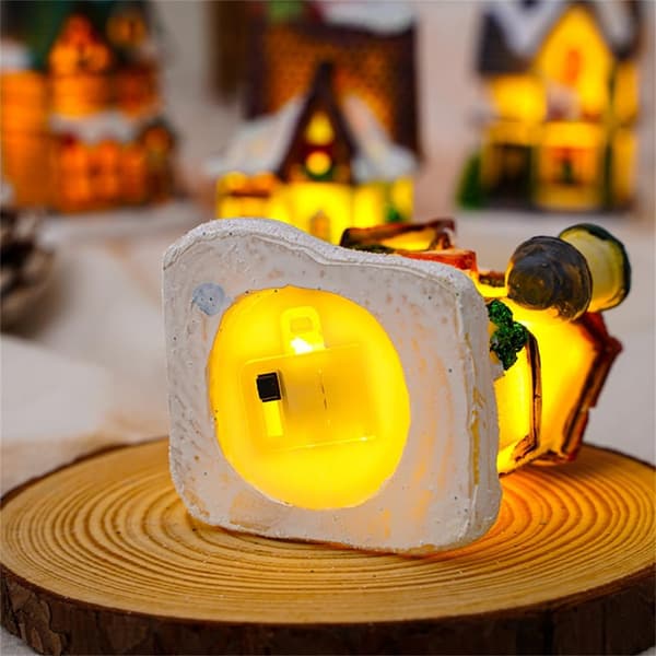 Julby-sett LED-opplyste julebyhus med figurer (6-pakning)