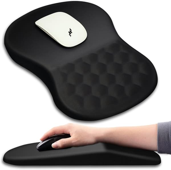 Ergonomisk musematte med håndleddsstøtte og massasjedesign, håndleddsstøtte smertelindrende musematte med memory foam og sklisikker PU-base