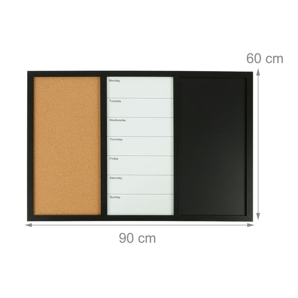 3-in-1 Notice Board with Accessories - Whiteboard, Cork, Calendar