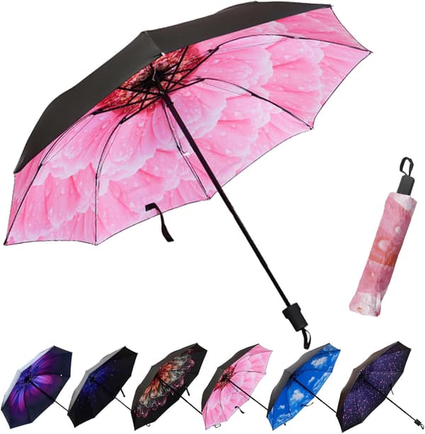 55CM 8K Compact Travel Umbrella, Windproof and Waterproof Umbrella, UV Protection Golf Umbrella