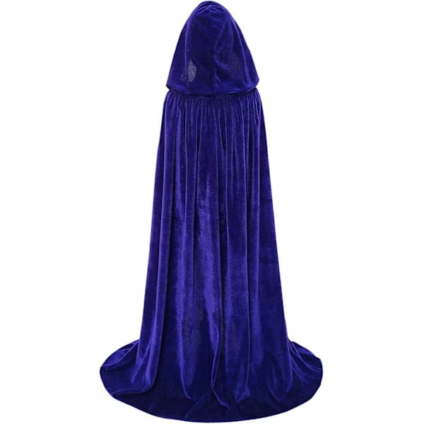 Børnesammetkåbe med hætte til Halloween, jul, cosplay-kostumer, blå, L