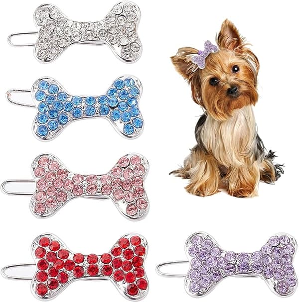 5 Hundehårspænder Hund Rhinestone Spænder Små Hundehår Bo