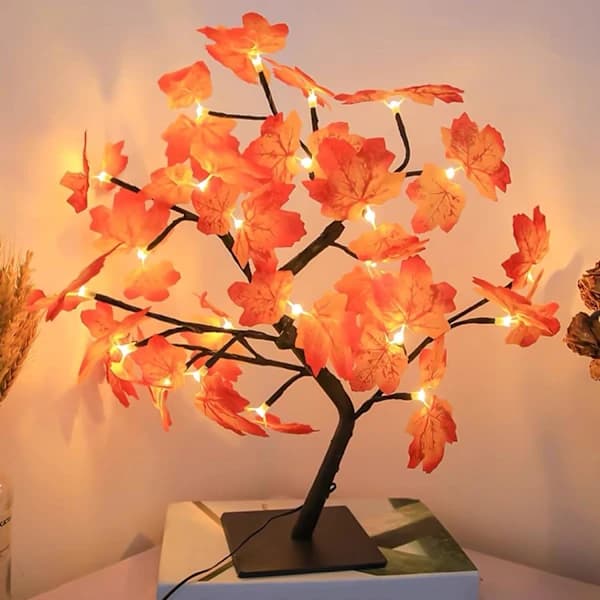 Maple Leaf Lys: Efterårsdekoration Lys med 24 LED, USB Maple Leaf Lys, Maple Leaf Lys