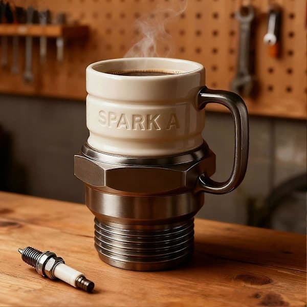 Keramisk tennpluggformet kaffekopp - Nyhetskaffekopp for bilentusiaster og mekanikergaver