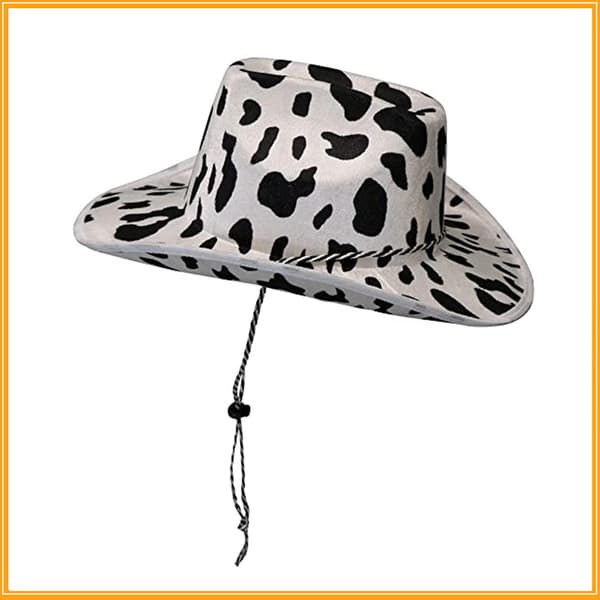 Ko-mønstret sjov cowboyhat, sort og hvid unisexhat