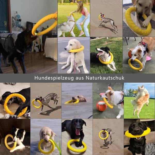 Dog Frisbee, Durable EVA Floating Throwing Disc for Aggressive Chewers, for Training Medium to Large Dogs, Yellow 18 cm