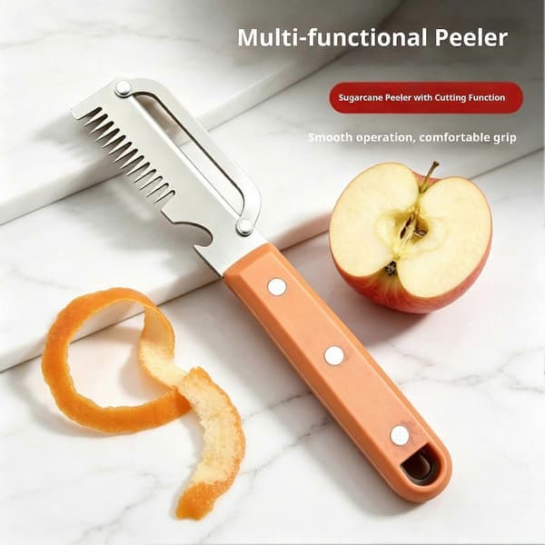 Multifunctional Stainless Steel Vegetable Peeler Bottle Opener Double Comb Tooth Onion Cutter for Kitchen Herb and Vegetable Tool