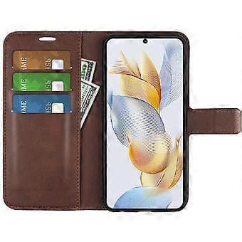 For Honor 90 Phone Case Calfskin Texture Leather Case Stand Wallet Square Magnetic Closure