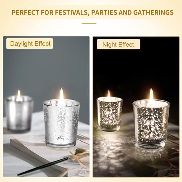 Telysglass, sett med 12, vevde telysholdere i glass, telysholdere, lysglass for te