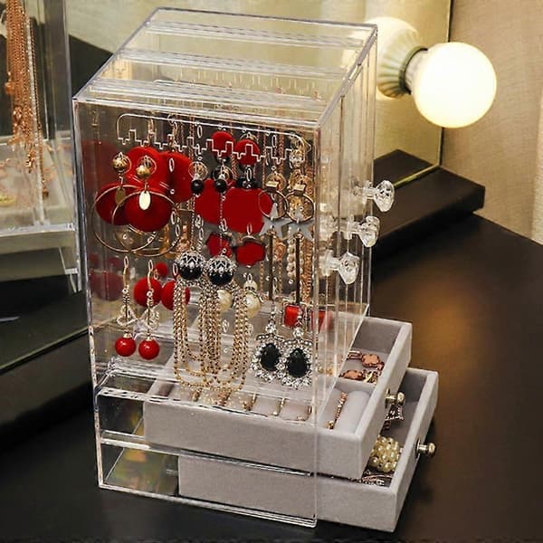 Large Earring Storage Organizer Multifunctional PS Larger Drawers Jewelry Display Box for Bracelets A A