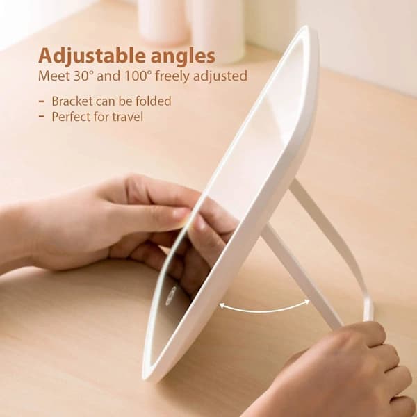 Makeup Mirror with Touch Screen, Vanity Mirror with LED, Adjustable Brightness, Portable, USB Rechargeable