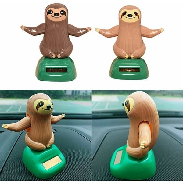Cute Cartoon Sloth Swing Solar Powered Car Dashboard Decor Ornament Gift Novelty Desk Car Toy Ornament - Durable and Practical Coffee