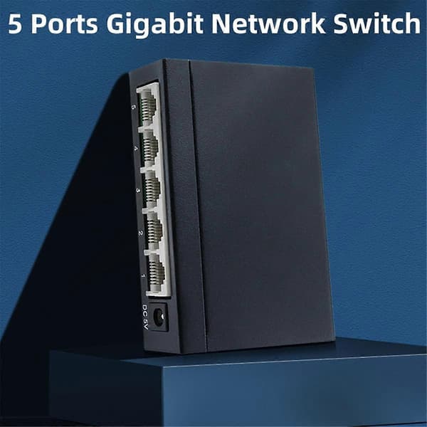 5-ports Gigabit netværksswitch, 1000Mbps lille Ethernet-splitter netværksswitch til skrivebord og vægmontering, Plug and Play