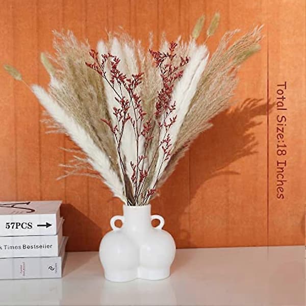 Kunstigt tørret pampasgræs, kunstige græsstrå, fluffy græsblomsterstrå til blomsterarrangementer