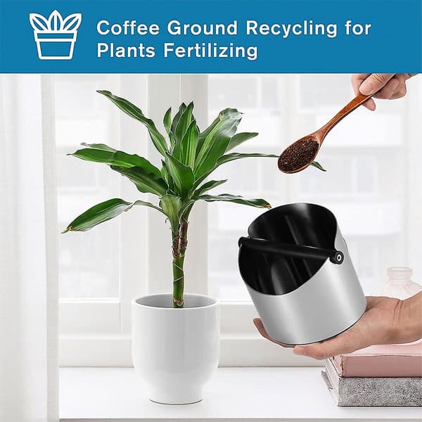 1L Stainless Steel Coffee Knock Box, Non-Slip Coffee Grounds Container