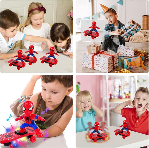 Spider Man Legetøjsbil til Børn, Spider Man Køretøj med Lyd og Lys, 360° Stunt Legetøjsbil, Spid