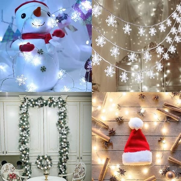 80 LED Snöflingor Ljusslinga för Hängande Dekorationer