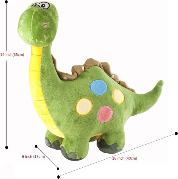 16\" L × 14\" H, Grøn Dinosaur Plysdyr