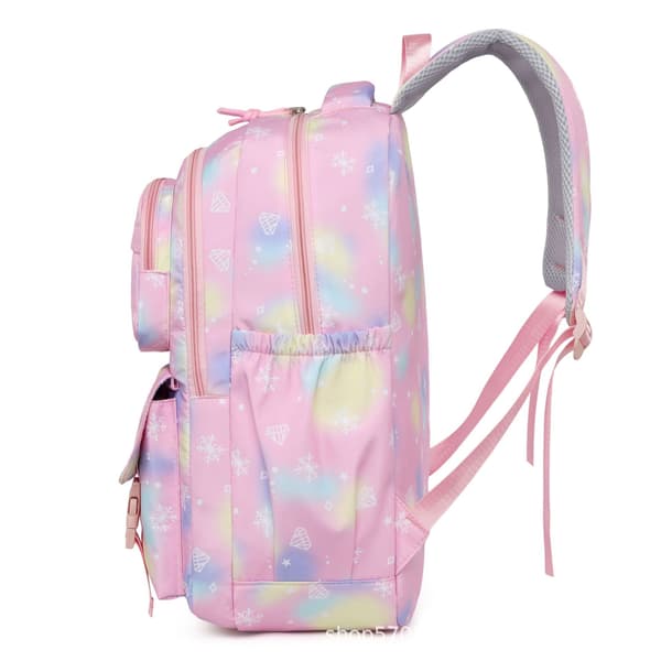 Lightweight and Breathable Elementary School Backpack with Cute Cartoon Girl (Black)
