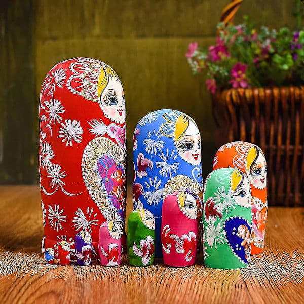 10 Lager/Set Matryoshka Trä Rysk Docka Skrivbordsdekor Barn Julklappar