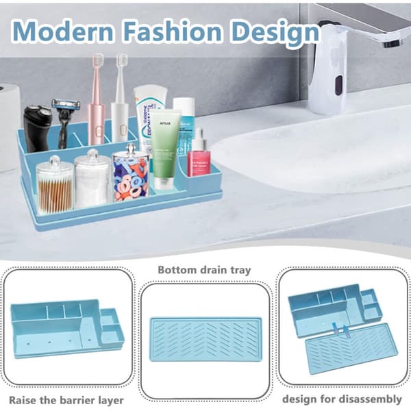 Desktop Organizer Large Capacity 350 x 140 x 110 mm Compact Durable for Bathroom Office Green