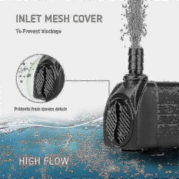 Submersible pump with fountain function, ultra-quiet, 1.5 meter cord included