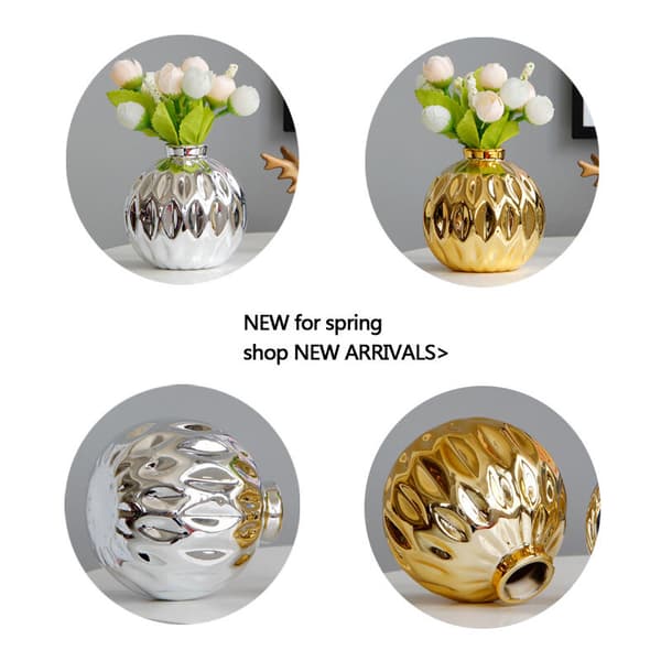 Small Triomphe Ceramic Vase - Fishlip Pattern - Home Decor (Silver)