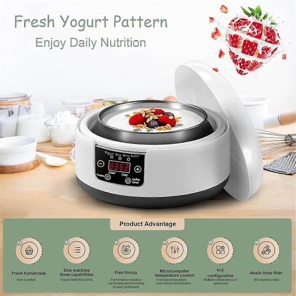 36-hour Yogurt Maker, 1.2L Automatic Digital Yogurt Machine EU Plug