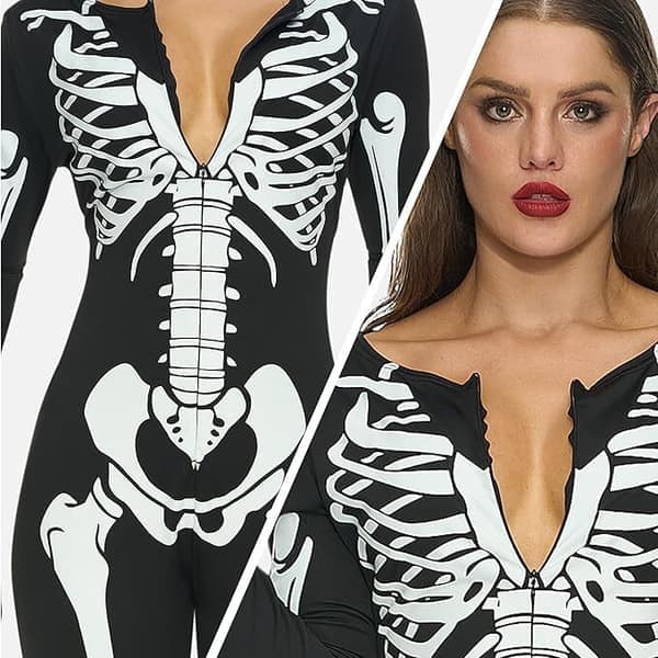 DAM Selvlysende Skeletdragt Halloween Kostume S