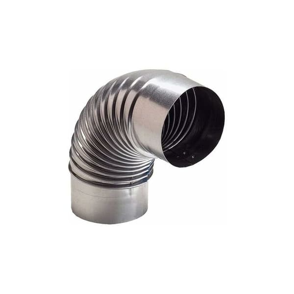 Kaminrörsböj Ø ca 120 mm, 90° kaminböj i varmförzinkat stål, silver