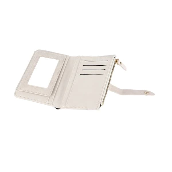 Women's Wallet PU Leather Small Size Multiple Compartments Card Holder Coin Purse for Everyday Use White[CO]