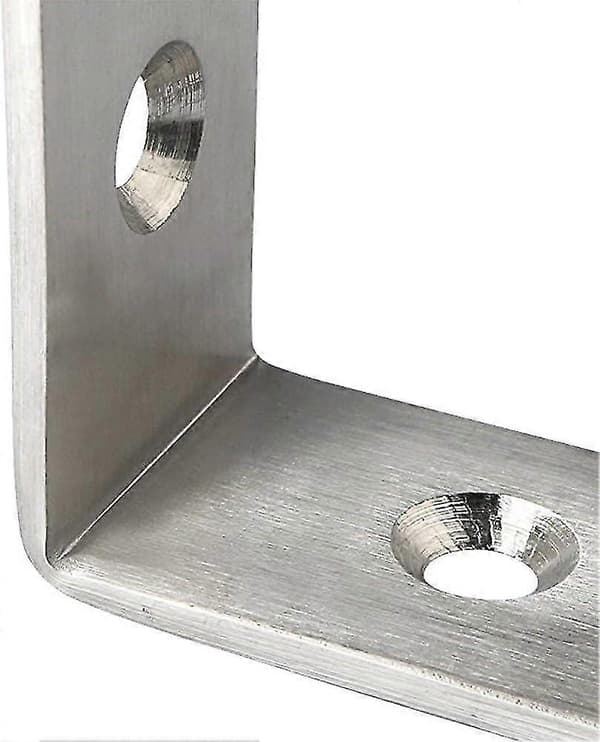 Kraftig L-formad vinkelkonsol i rostfritt stål, hyllkonsoler, borstad nickel, 4-pack (250x150x4mm)