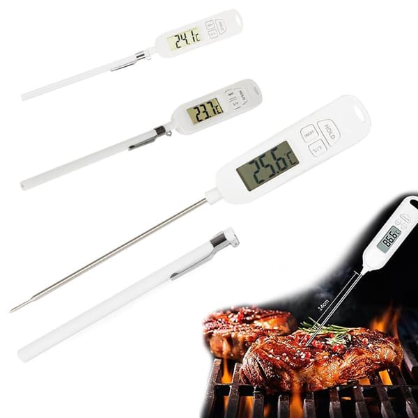 Stegetermometer | Madlavningstermometer med LCD Display hvid white
