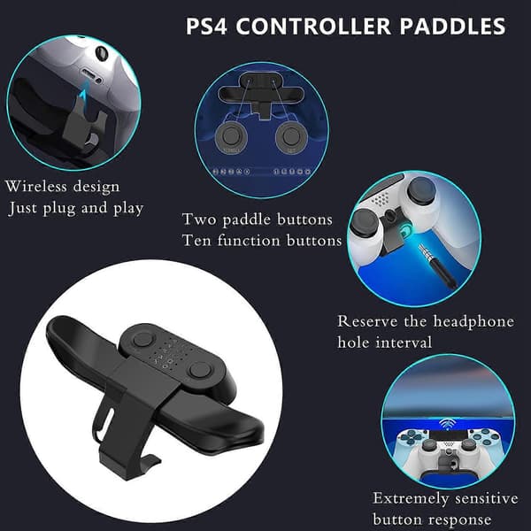 Replacement Paddles for PS4 Controller Back Button Attachment for Dualshock4 Gamepad Rear Extension