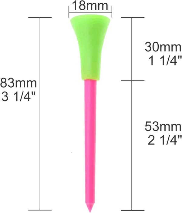 50 holdbare golftees i gummi med lang top - assorterede farver