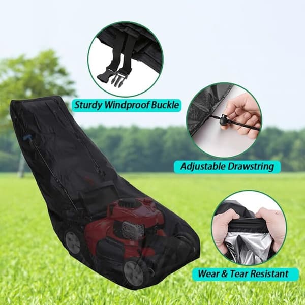 Waterproof Lawn Mower Cover with Drawstring, Windproof, Dustproof, UV Resistant, 210D Oxford Fabric
