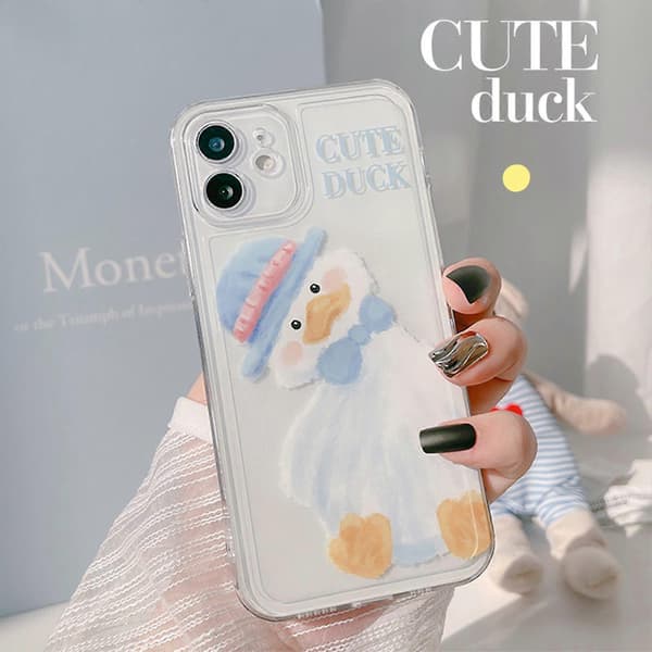 Cute Cartoon Duck iPhone 12 Case - Blue Lovely Anti-fall Soft Phone Cover